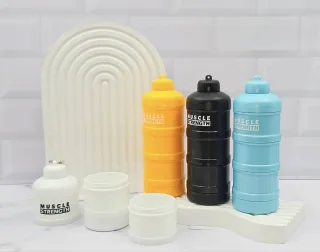 جا پودری ۴ طبقه مدل Muscle Stack با درب پیچی و طراحی رنگی - تصویر 2